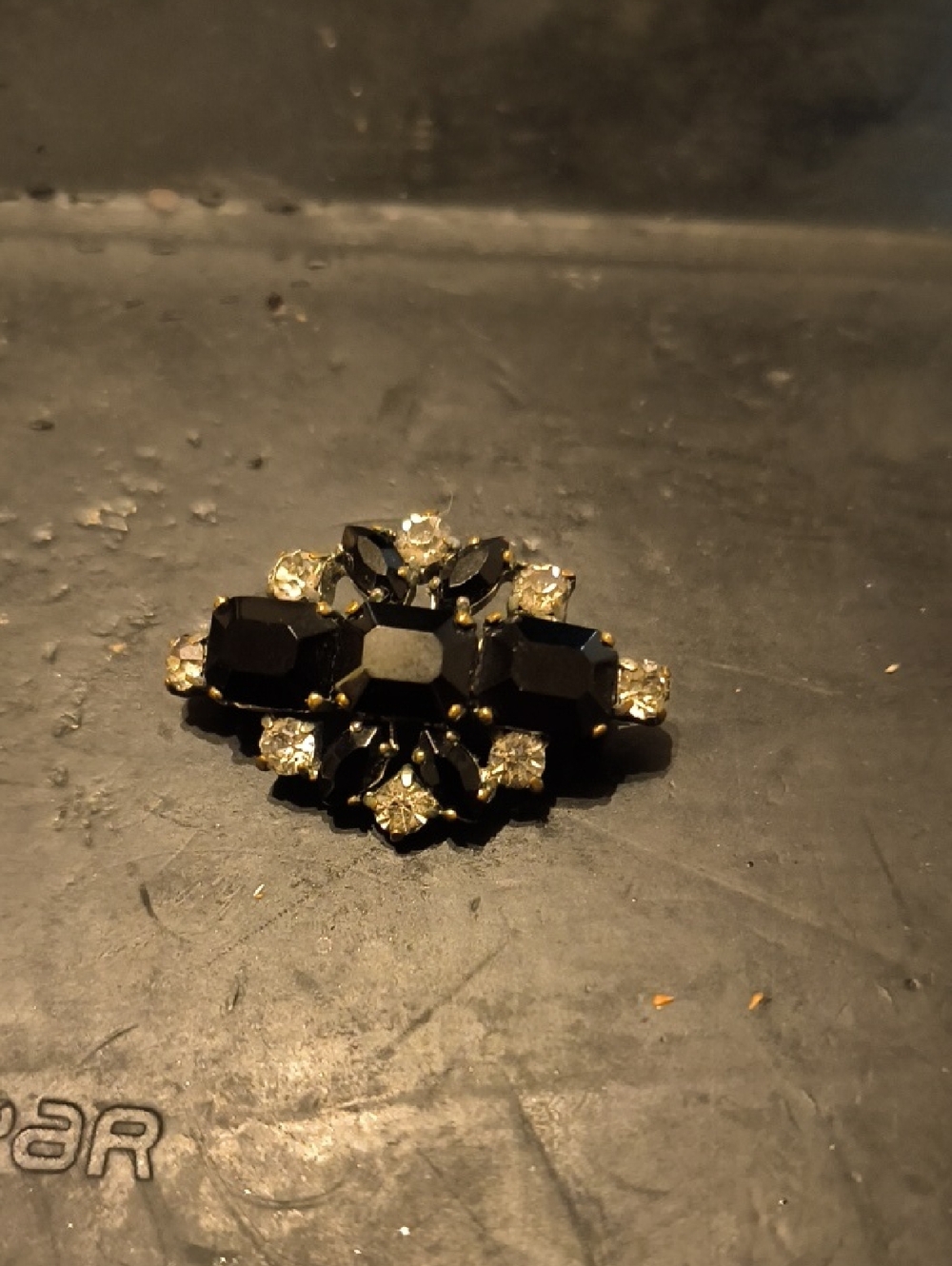 Elegant Black and Clear Crystal Cluster Brooch - Women's Jewelry